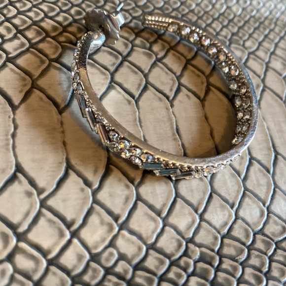 Clear Crystal Hoop Earrings - Picture 3 of 4